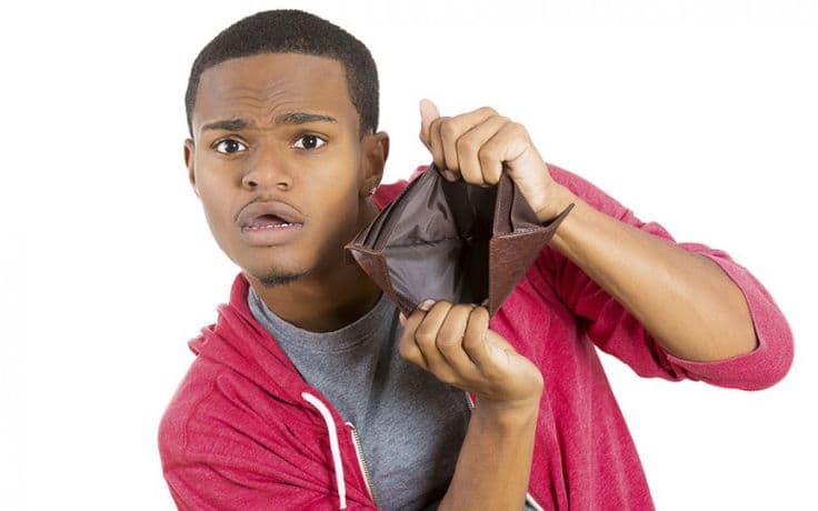 Black guy empty wallet
